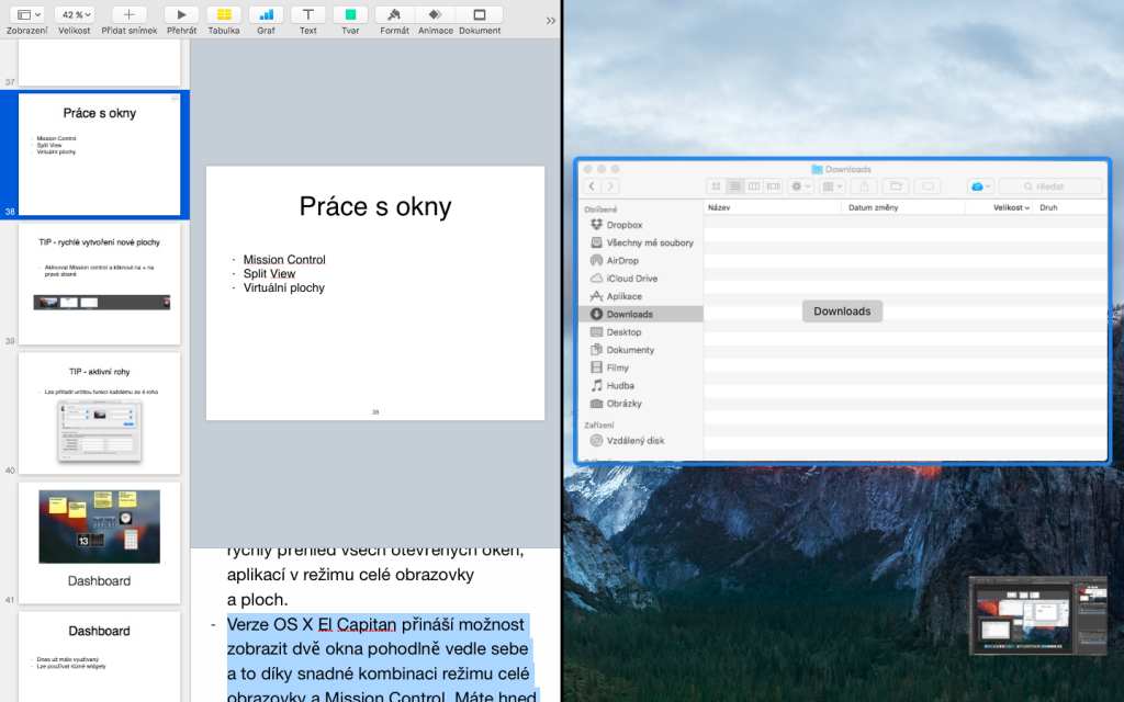 Pracujte s okny v OS X