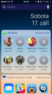 oblíbené kontakty iOS 10