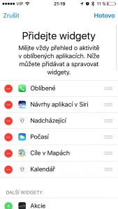 oblíbené kontakty iOS 10