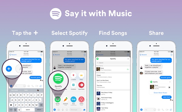 Facebook Messenger Spotify Apple Music